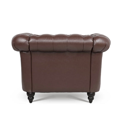 Dark Brown PU Leather 1 Seater Sofa - Living Room Accent