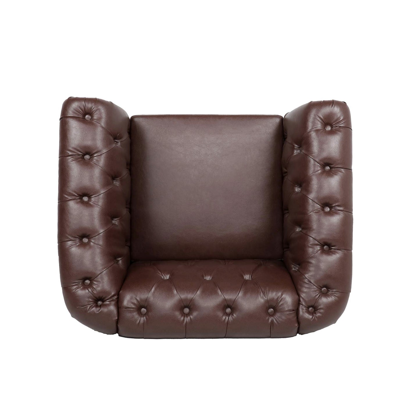 Dark Brown PU Leather 1 Seater Sofa - Living Room Accent