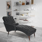 Chaise Lounge Arm Chair Indoor with Pillow and Solid Wood Legs, Leisure Accent Soft Chair with Tufted Back and Arm,Upholstered Chaise Couch Chair for Living Room, Bedroom,Black PU