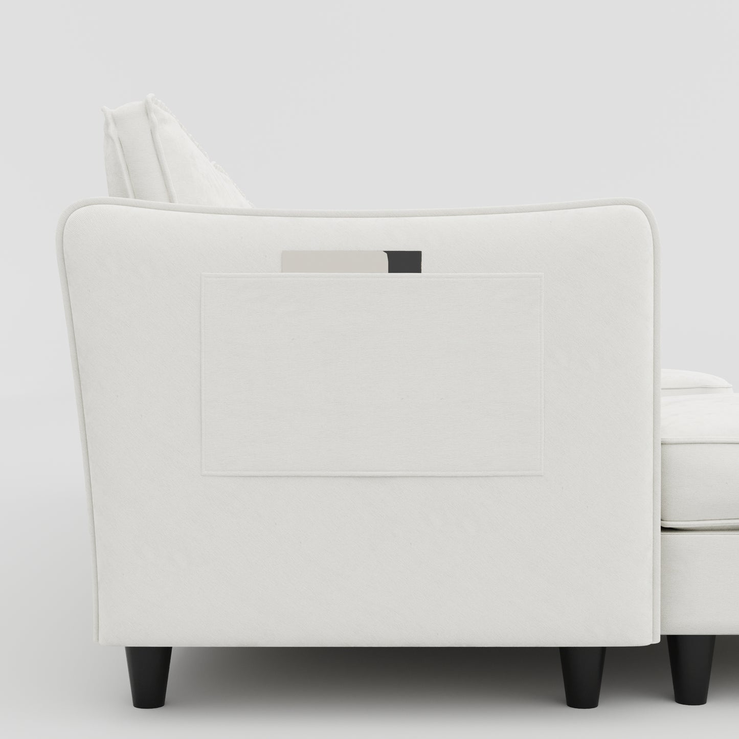 107.8" Beige Fabric 3-Seater Sofa with Ottoman for Living Room