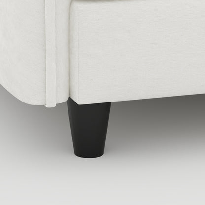 107.8" Beige Fabric 3-Seater Sofa with Ottoman for Living Room