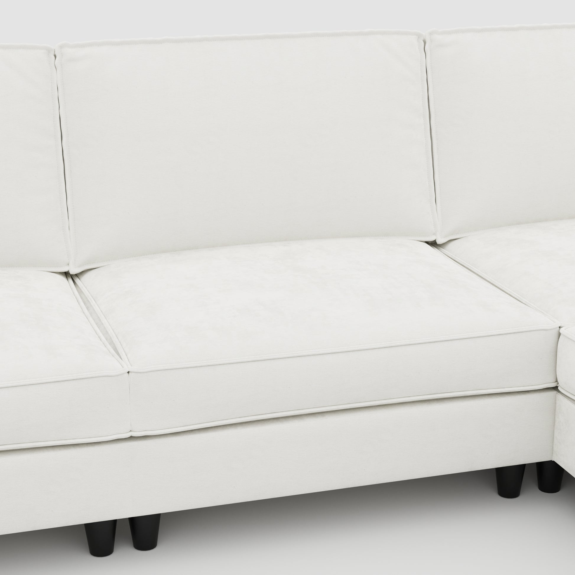 107.8" Beige Fabric 3-Seater Sofa with Ottoman for Living Room