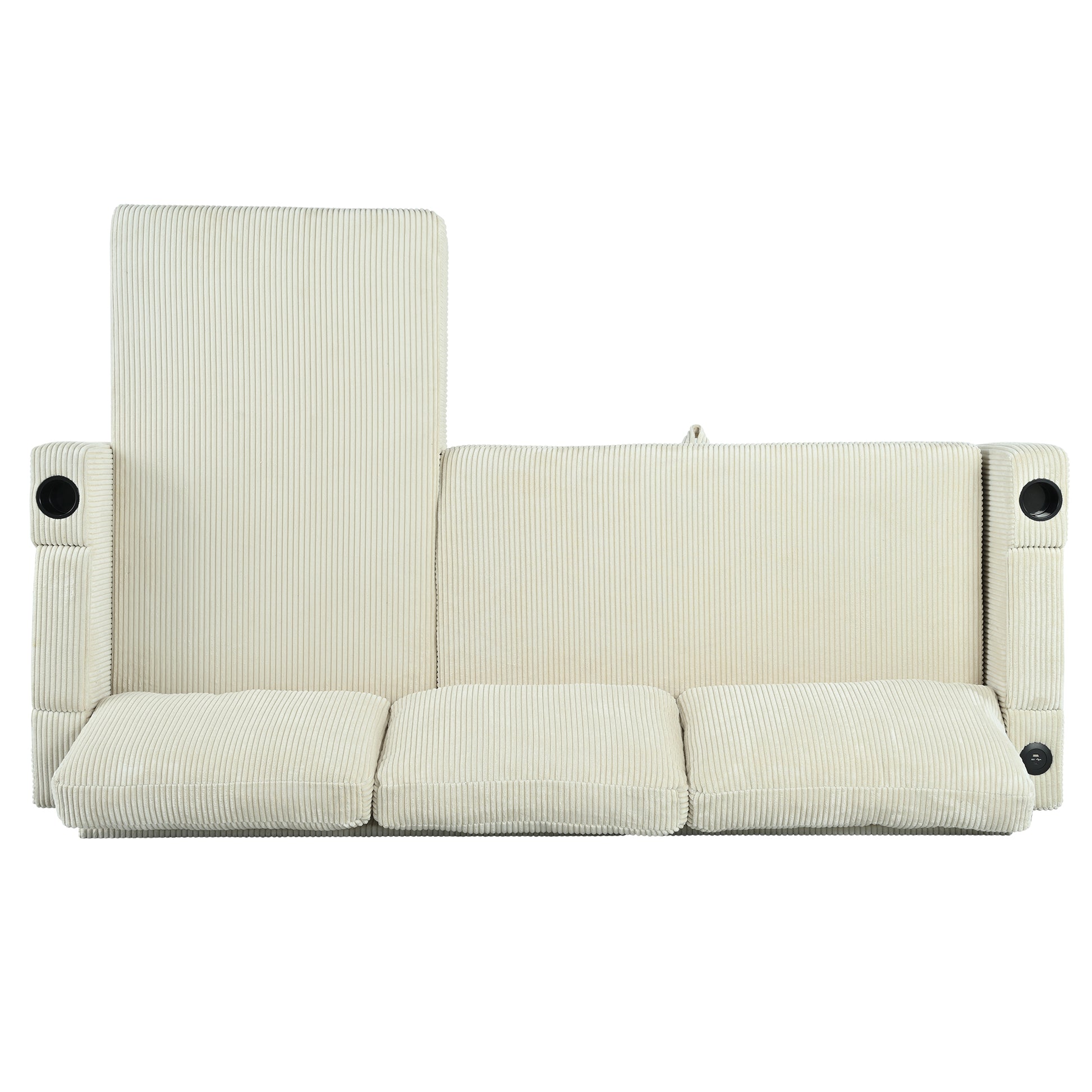 Corduroy Sectional Sofa with Storage - 3 Seat Sleeper