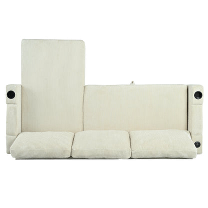 Corduroy Sectional Sofa with Storage - 3 Seat Sleeper