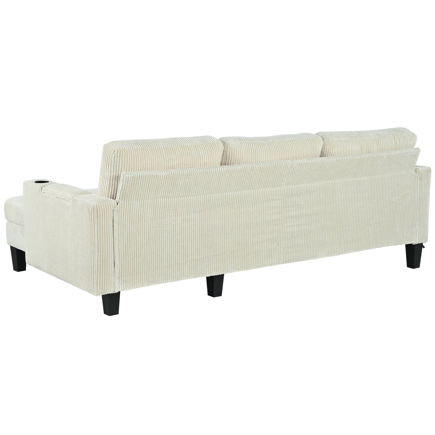 Corduroy Sectional Sofa with Storage - 3 Seat Sleeper
