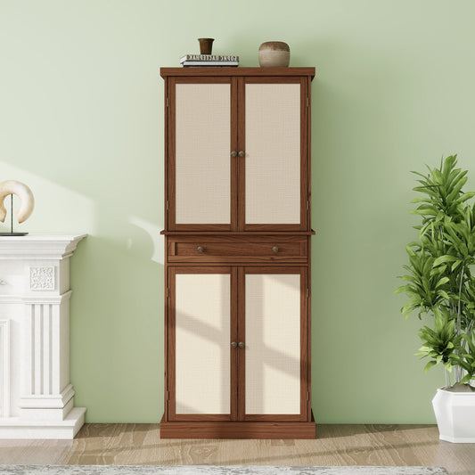 4 Door Cabinet with 1 Drawer, with 4 Adjustable Inner Shelves, Storage Cabinet