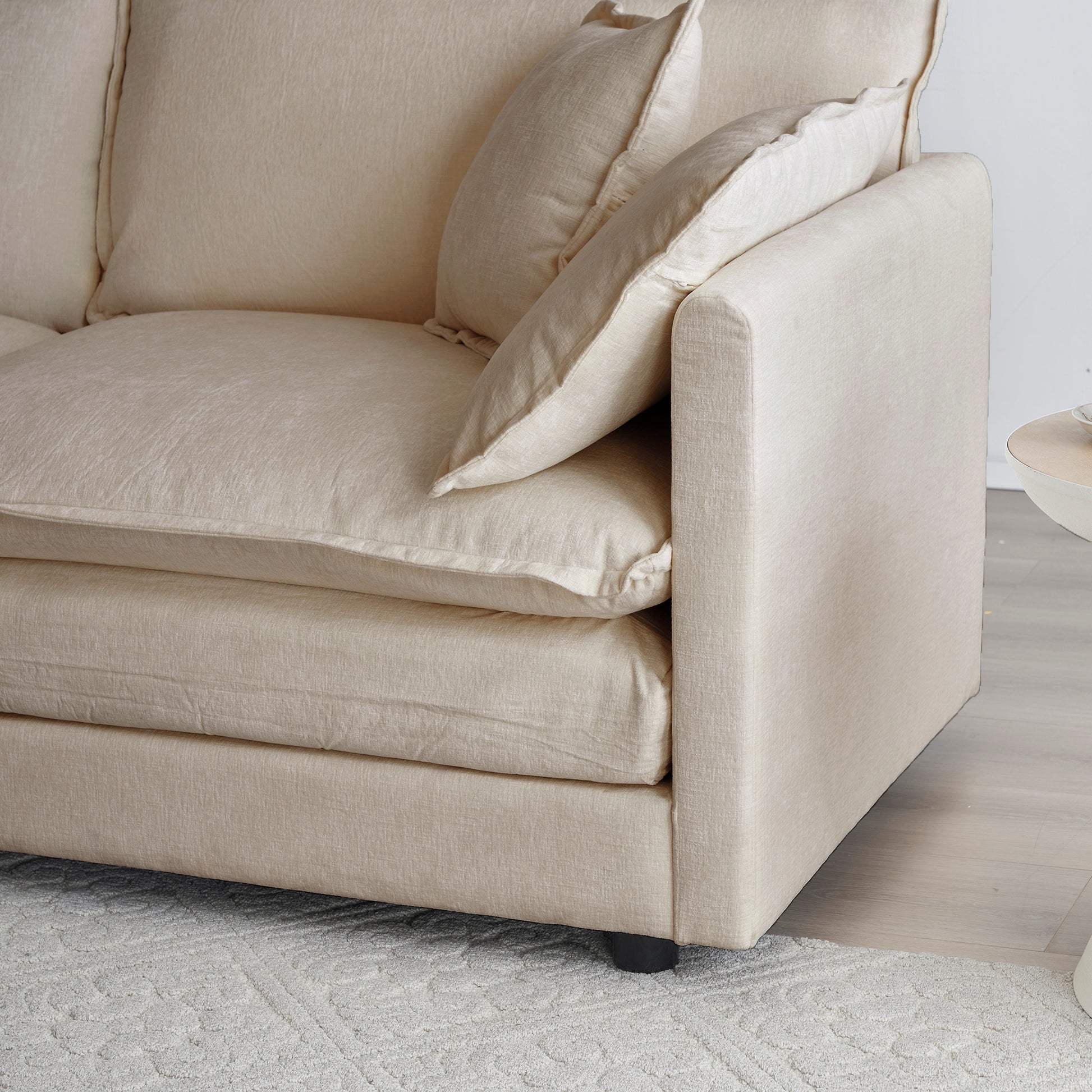 Light Coffee Chenille Ottoman - Combines with Sofas for Living Room