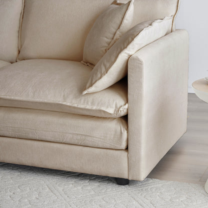 Light Coffee Chenille Ottoman - Combines with Sofas for Living Room