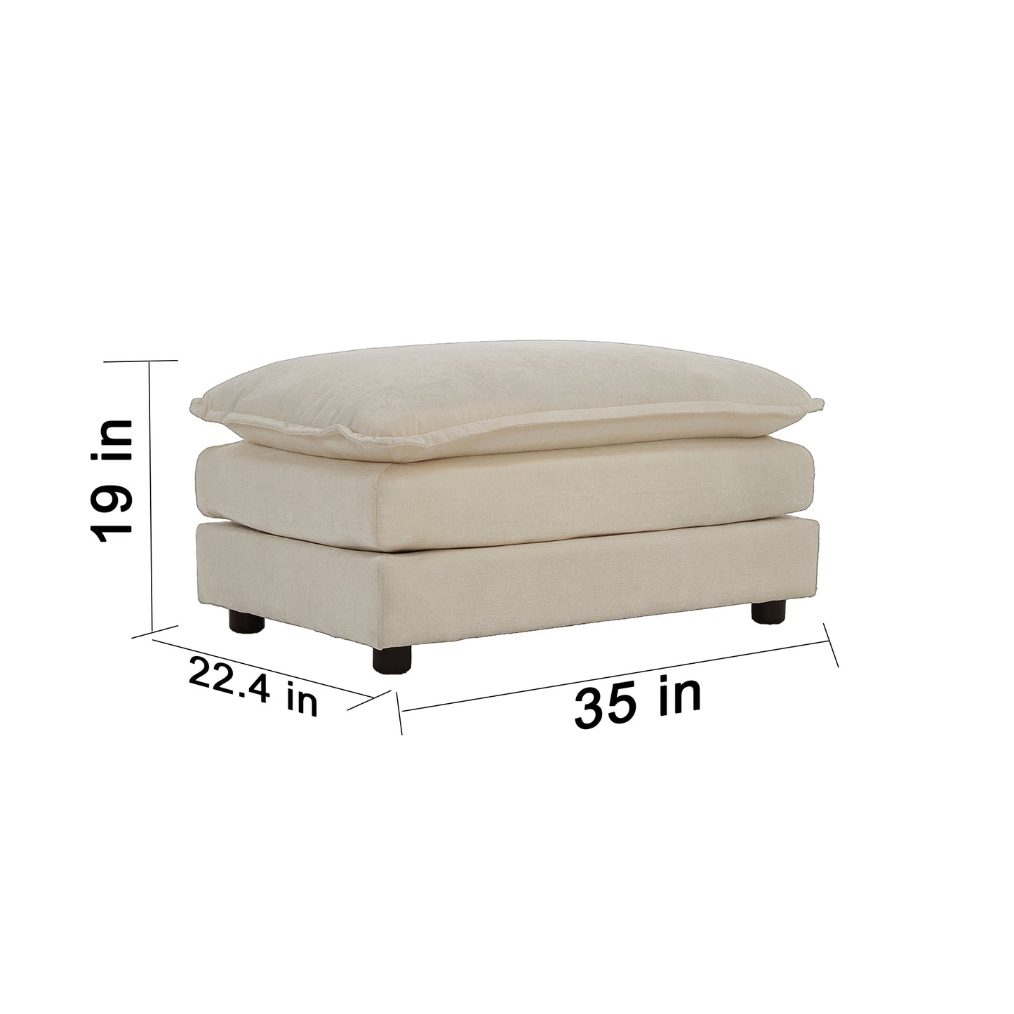Light Coffee Chenille Ottoman - Combines with Sofas for Living Room