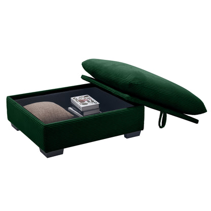 Corduroy Ottoman - Green Comfort Footrest