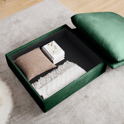 Corduroy Ottoman - Green Comfort Footrest