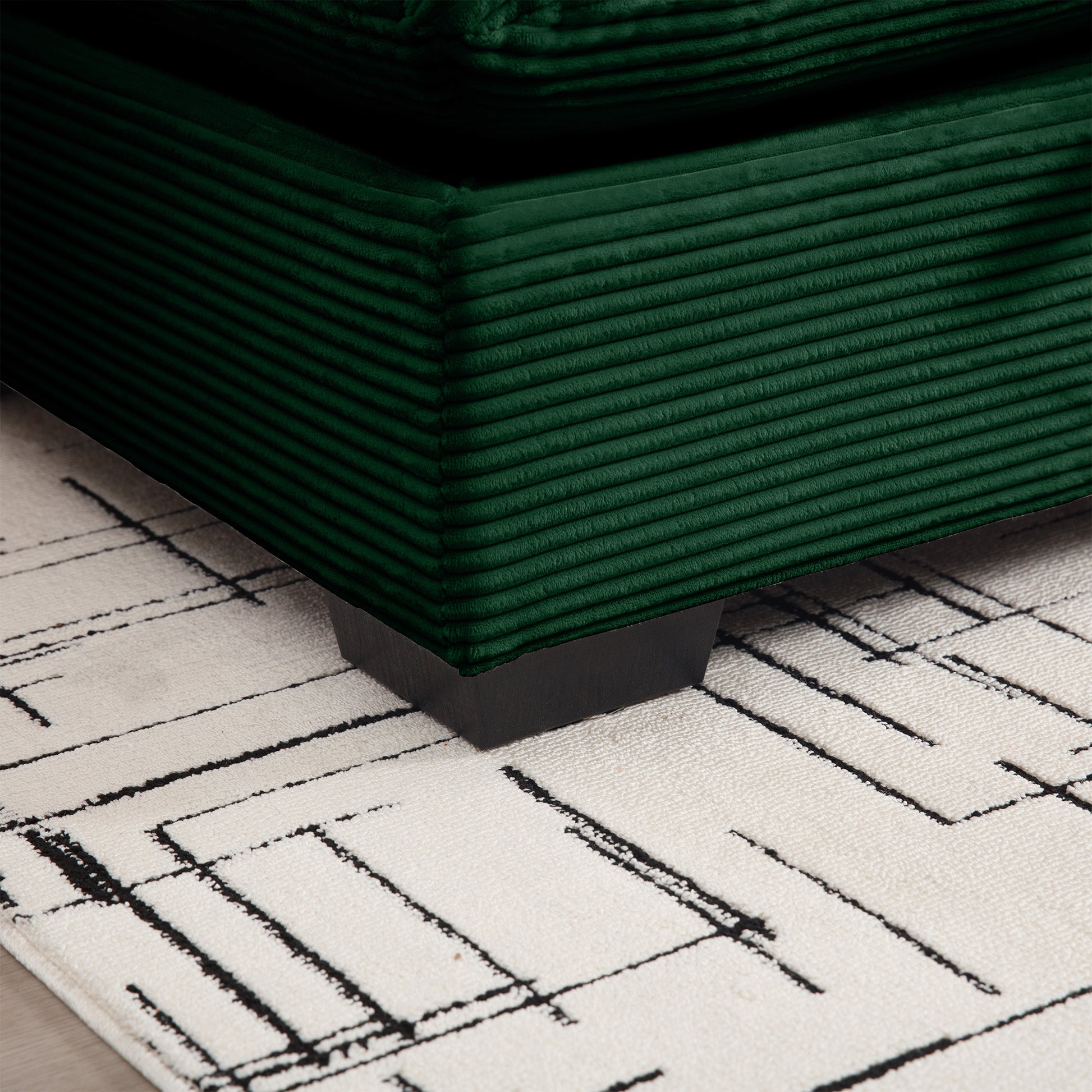 Corduroy Ottoman - Green Comfort Footrest