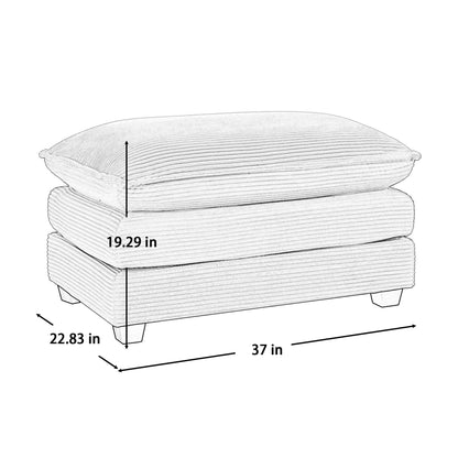 Grey Corduroy Ottoman Footstool - 37" x 23"