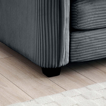 Grey Corduroy Ottoman Footstool - 37" x 23"