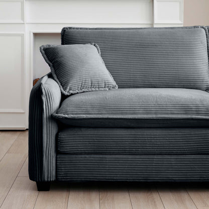 Grey Corduroy Ottoman Footstool - 37" x 23"