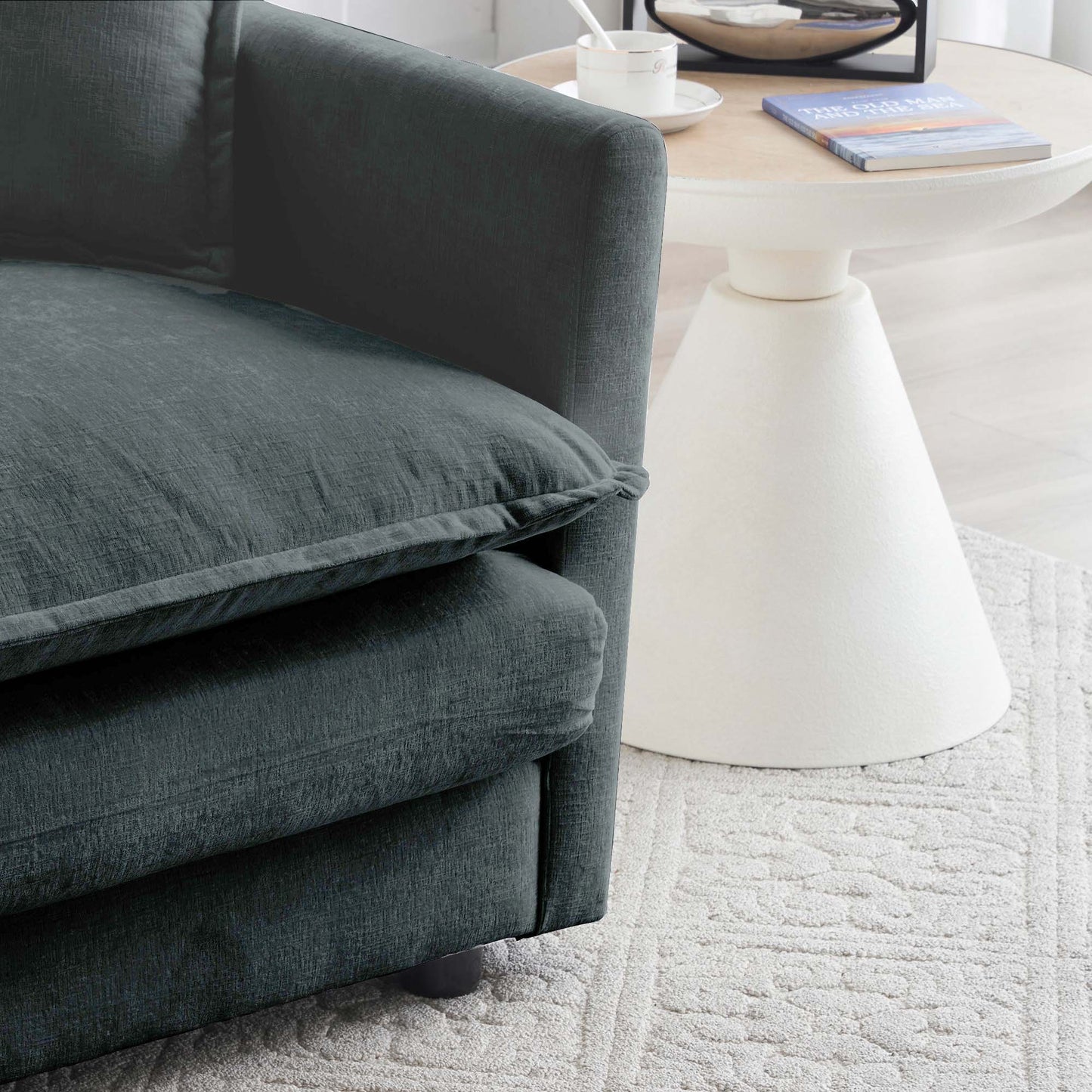 Grey Chenille Ottoman - Combine with Sofa