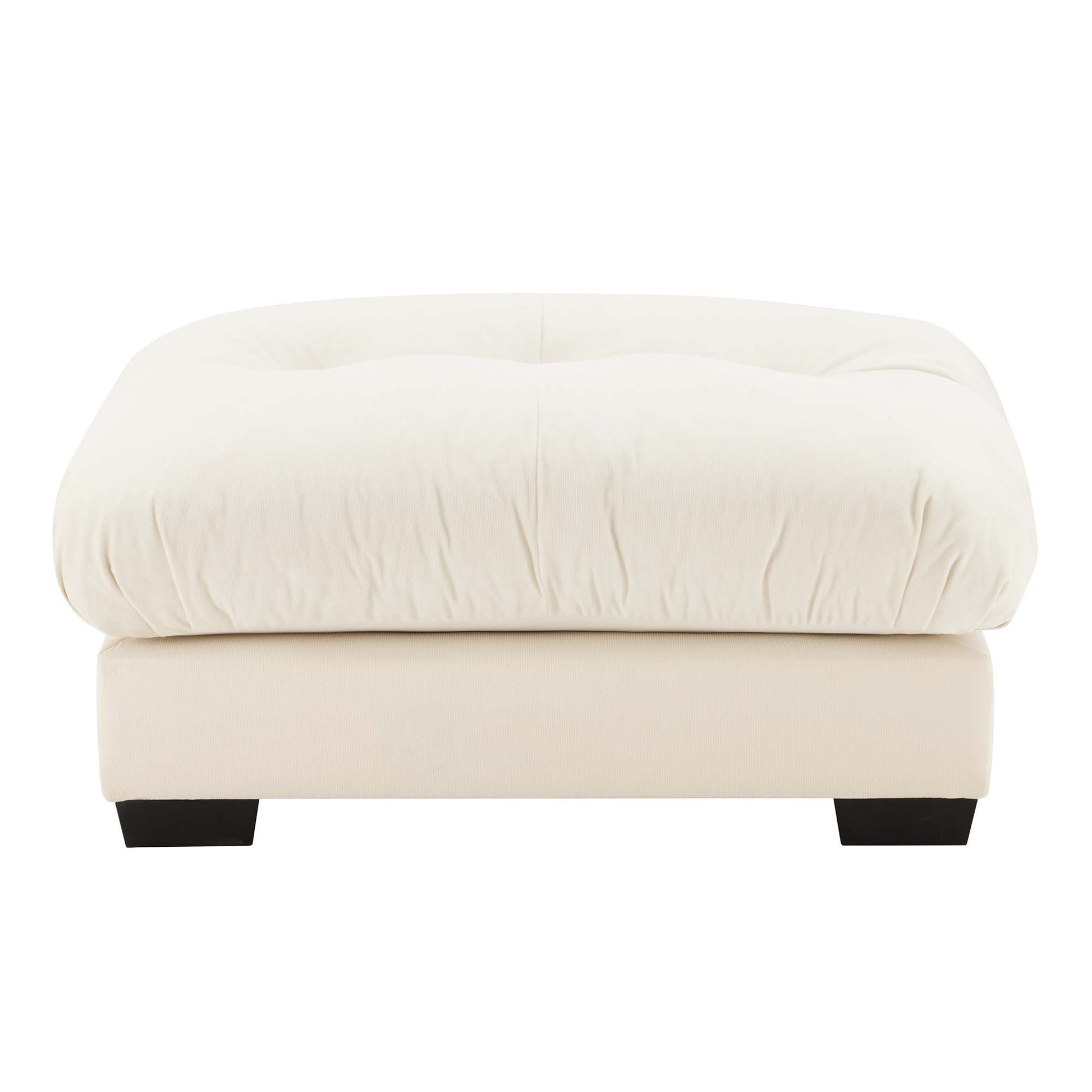 Cream Velvet Ottoman - 36" Round Bolster Seat for Living Room