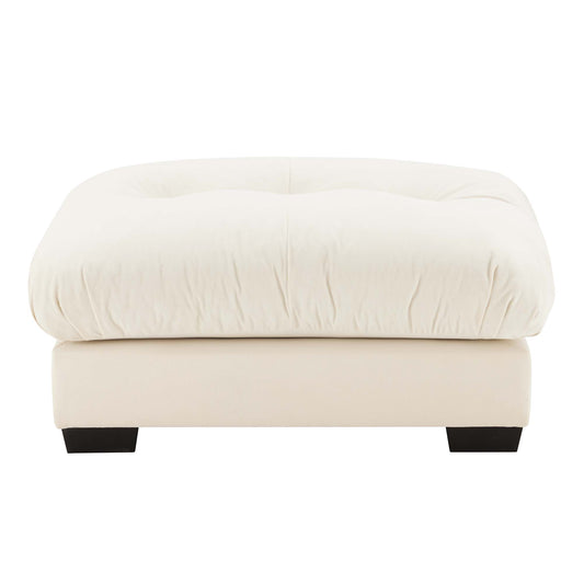 Cream Velvet Ottoman - 36" Round Bolster Seat for Living Room
