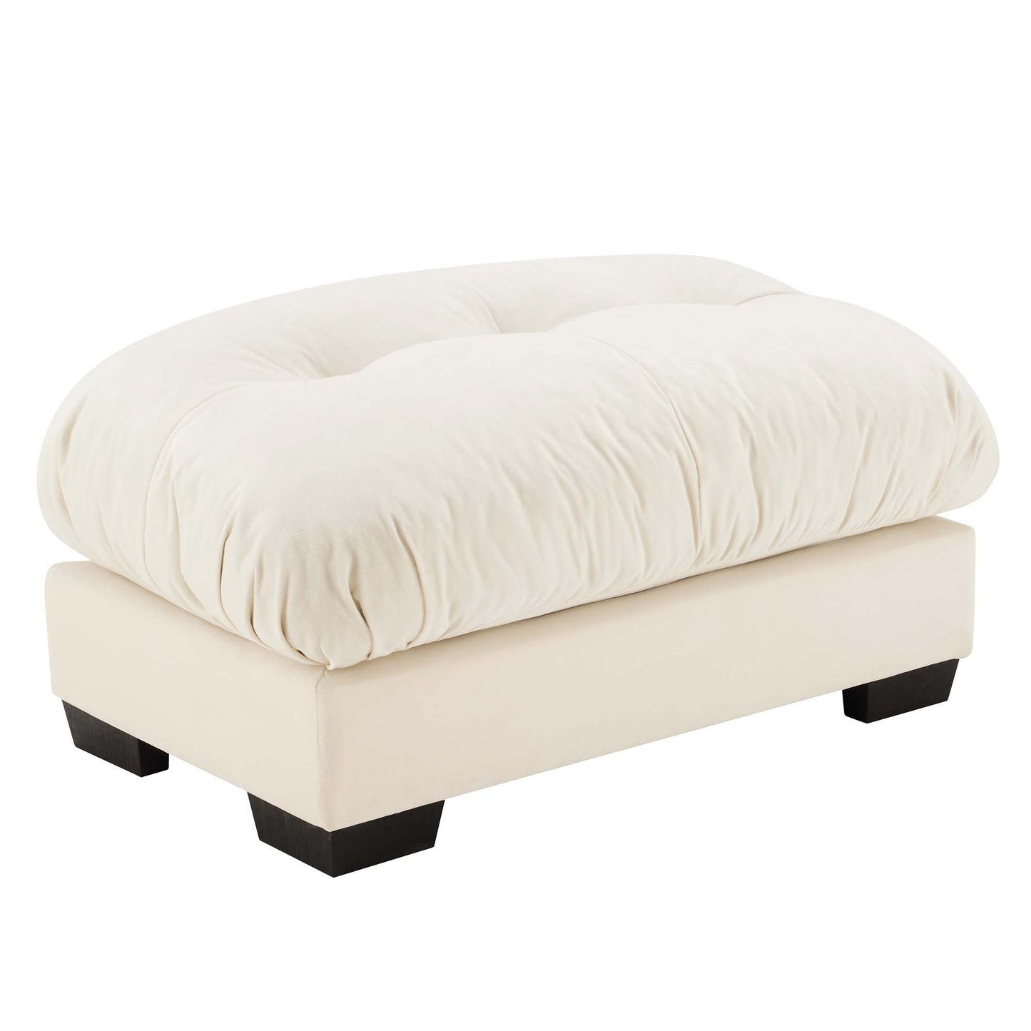 Cream Velvet Ottoman - 36" Round Bolster Seat for Living Room