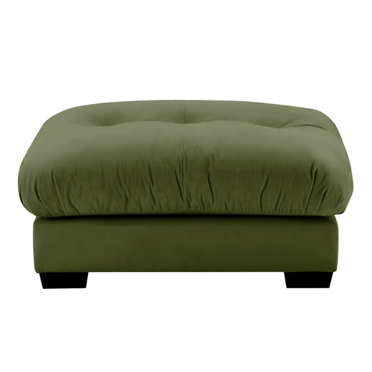 Olive Green Velvet Ottoman - 36" Round Seat for Living Room