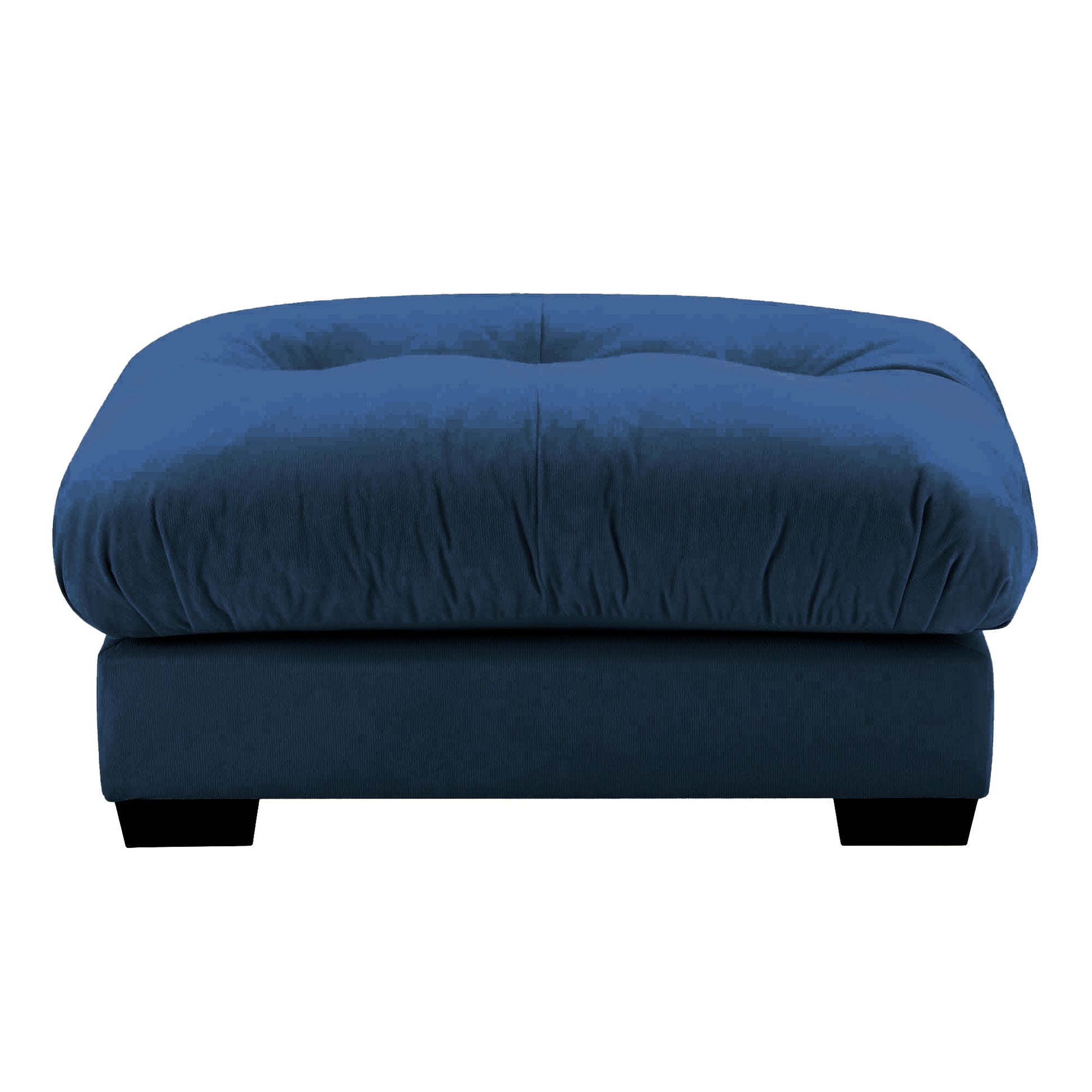 Blue Velvet Milano Ottoman - 36" Round Storage Footstool for Living Room