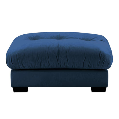 Blue Velvet Milano Ottoman - 36" Round Storage Footstool for Living Room