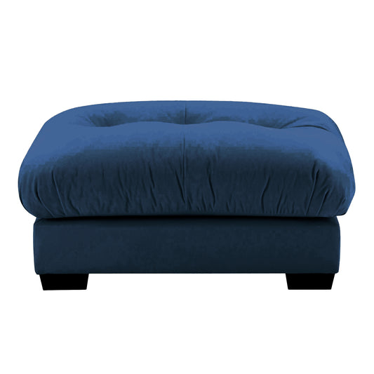 Blue Velvet Milano Ottoman - 36" Round Storage Footstool for Living Room