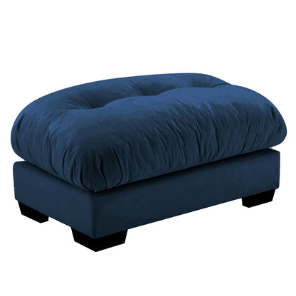 Blue Velvet Milano Ottoman - 36" Round Storage Footstool for Living Room