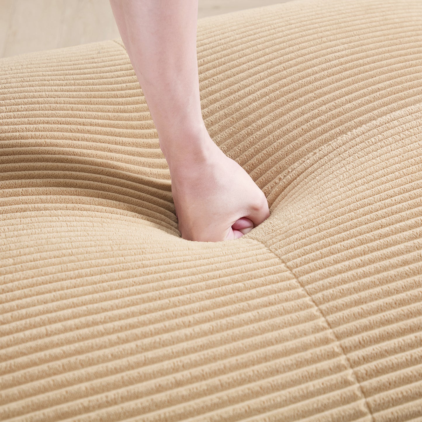 Camel Corduroy Ottoman: Luxurious Comfort & Storage