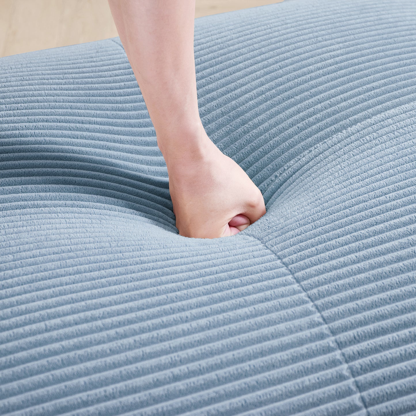 Cozy Corduroy Ottoman - Blue Comfort