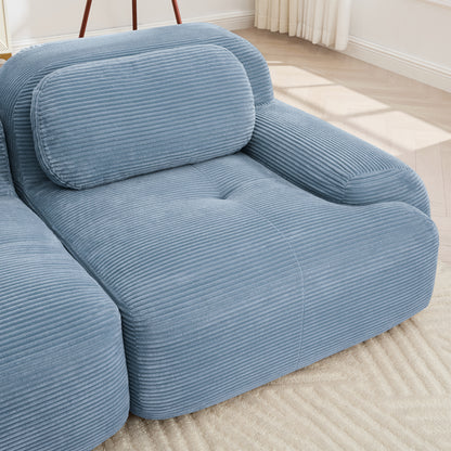 Cozy Corduroy Ottoman - Blue Comfort