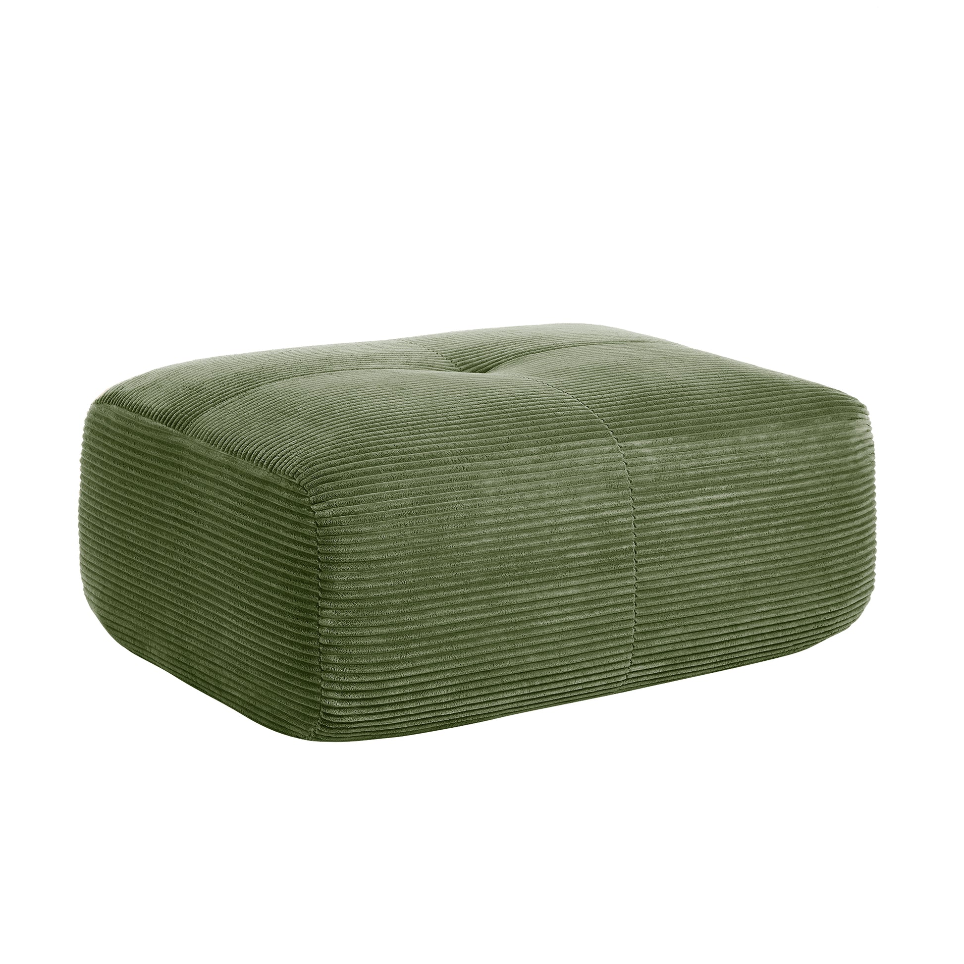 Olive Green Corduroy Ottoman - 36" Storage Footstool
