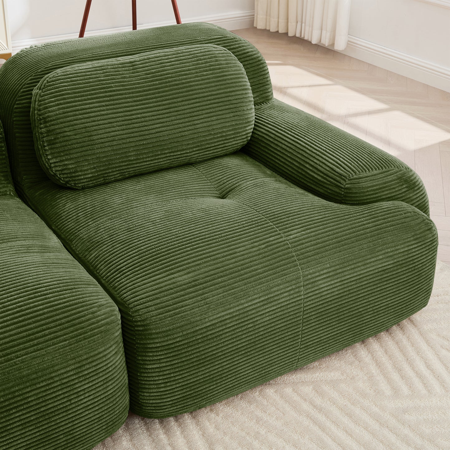 Olive Green Corduroy Ottoman - 36" Storage Footstool