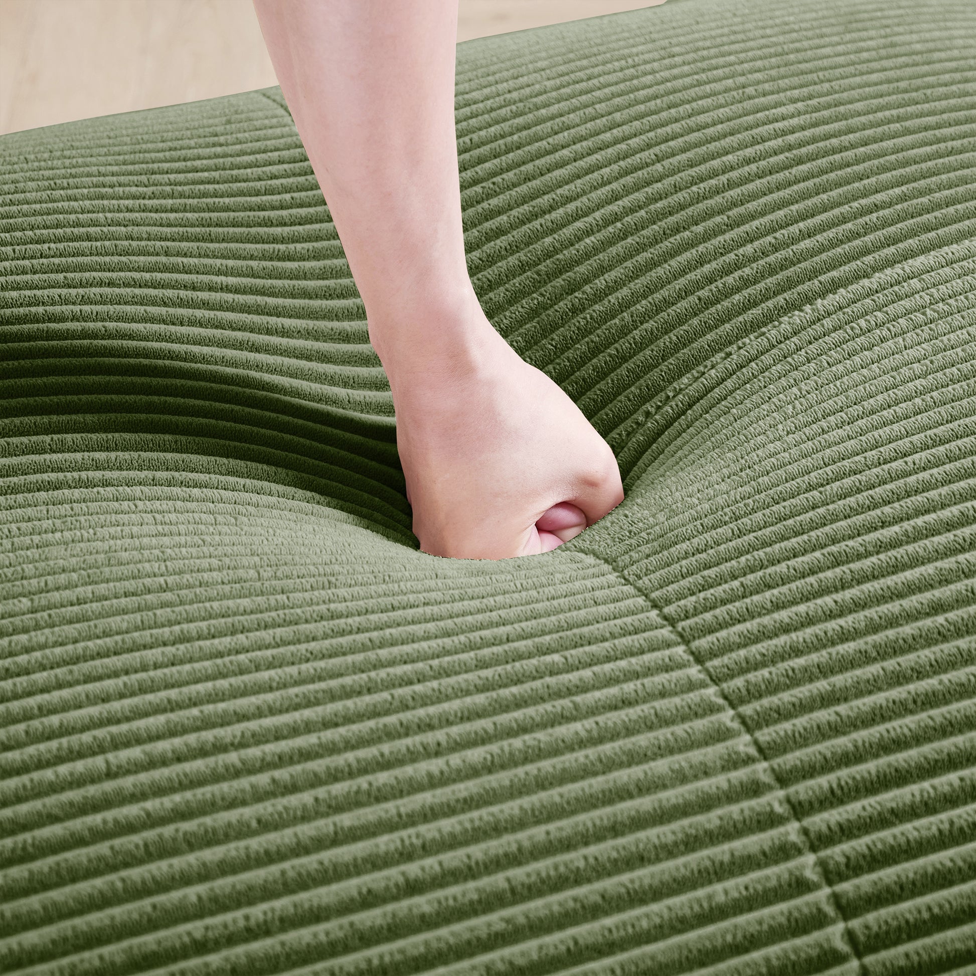 Olive Green Corduroy Ottoman - 36" Storage Footstool