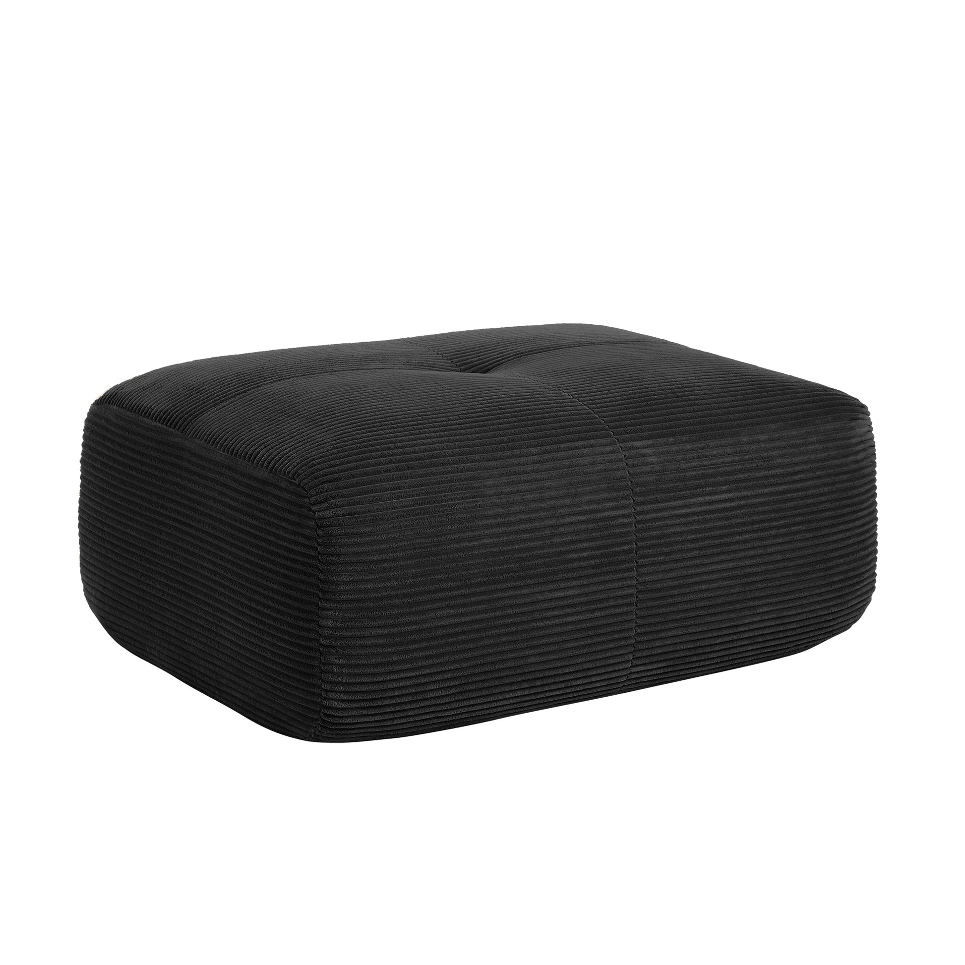 Black Corduroy Ottoman - 36" Storage Footstool