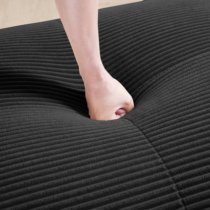 Black Corduroy Ottoman - 36" Storage Footstool