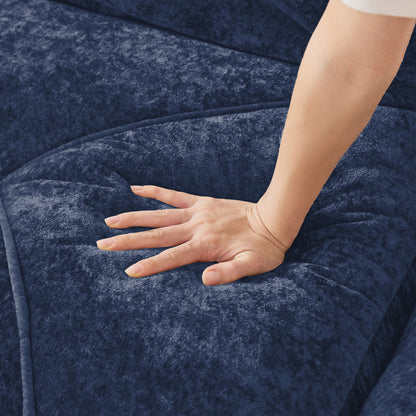 Blue Velvet Ottoman - Modern Sofa with Storage for Living Room