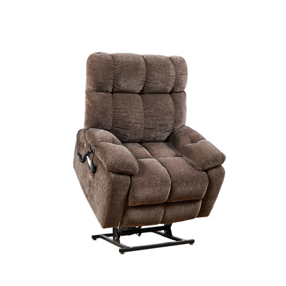 Brown Fabric Power Recliner Chair - 36" Lift Recliner