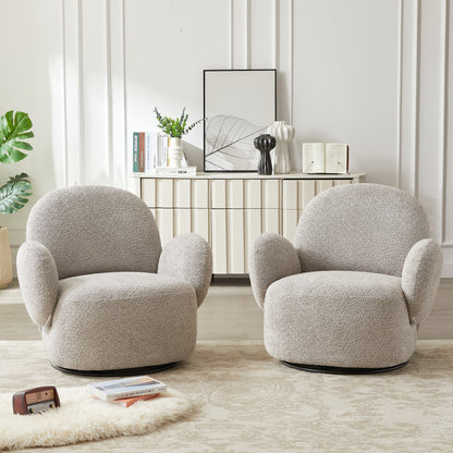 Grey Eucalyptus Swivel Accent Chair - Living Room Seating