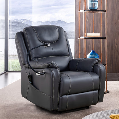 Liyasi Zero Gravity Power Recliner with comfortable lying degree, Massage, Heating and Phone Holder, Side Pockets, USB Charge Ports, Enjoy extreme relaxation