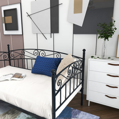 Twin Metal Daybed Frame with Storage - Black for Living Room