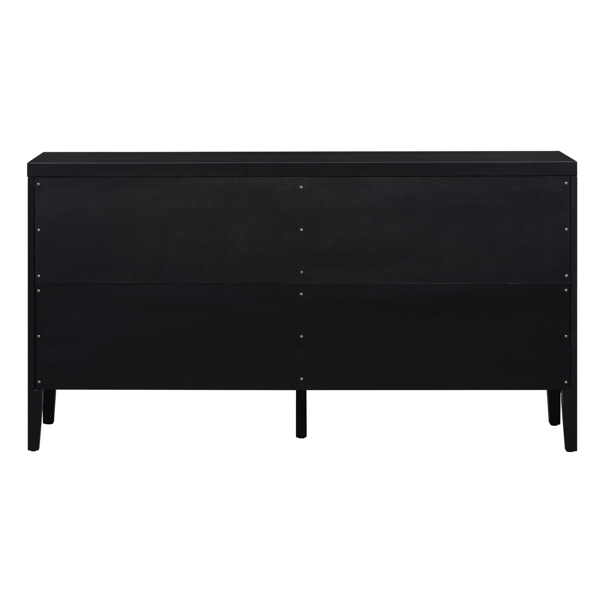 Black Retro Sideboard Cabinet with Round Handle for Kitchen or Living Room Storage