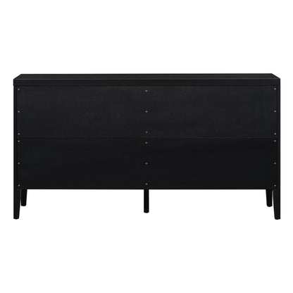 Black Retro Sideboard Cabinet with Round Handle for Kitchen or Living Room Storage