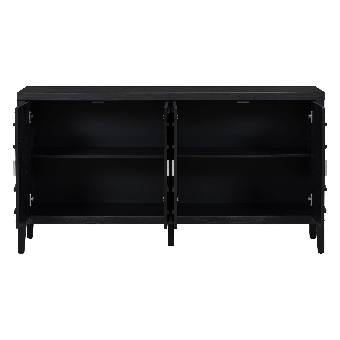 Black Retro Sideboard Cabinet with Round Handle for Kitchen or Living Room Storage