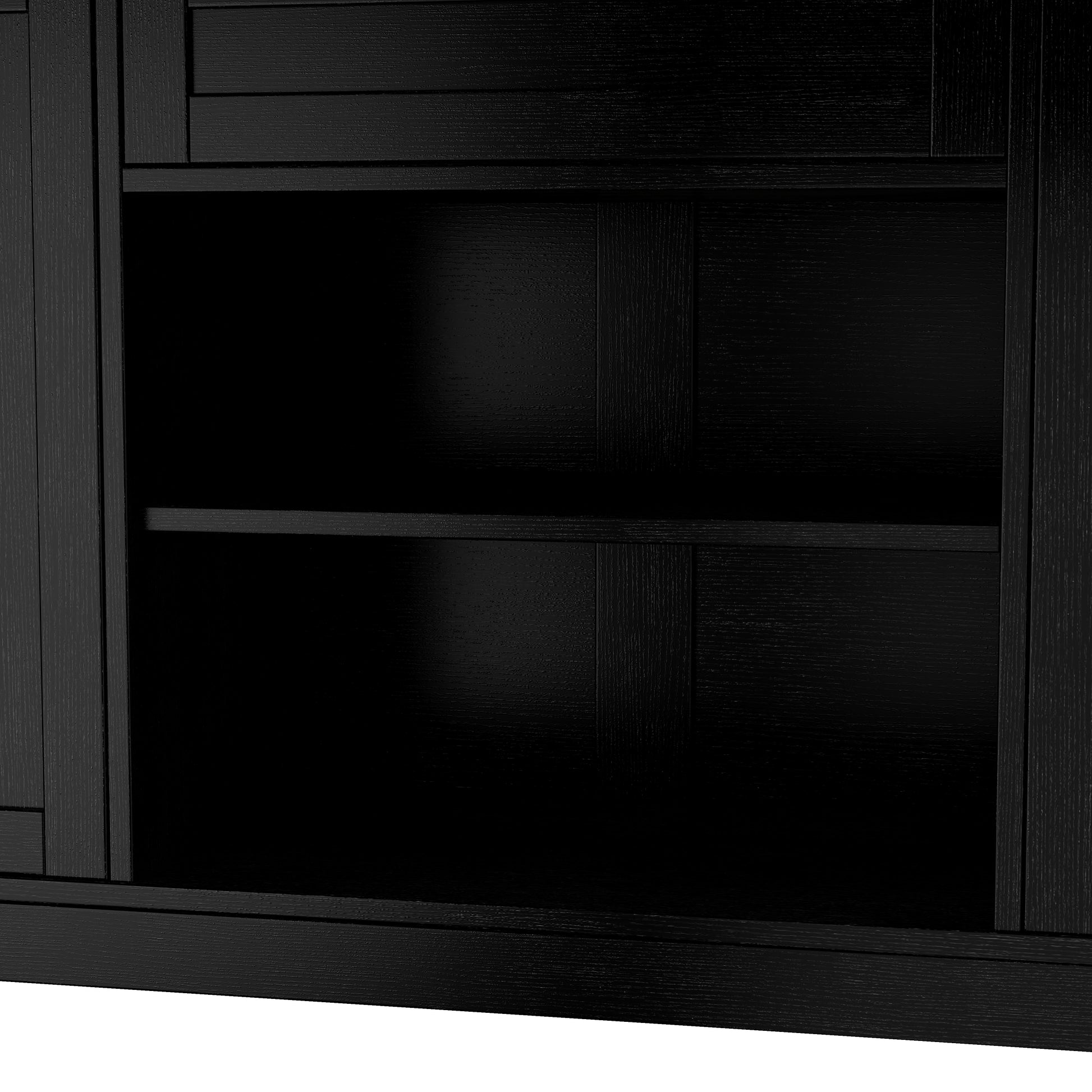 Black Sideboard Storage Cabinet - 53.7" Kitchen Island Buffet