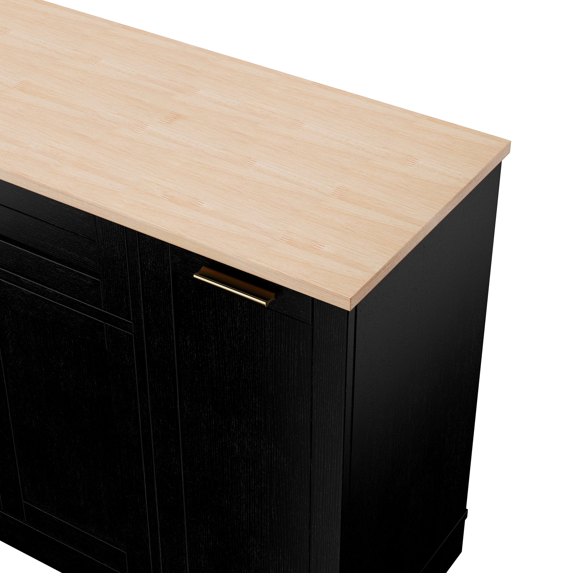Black Sideboard Storage Cabinet - 53.7" Kitchen Island Buffet
