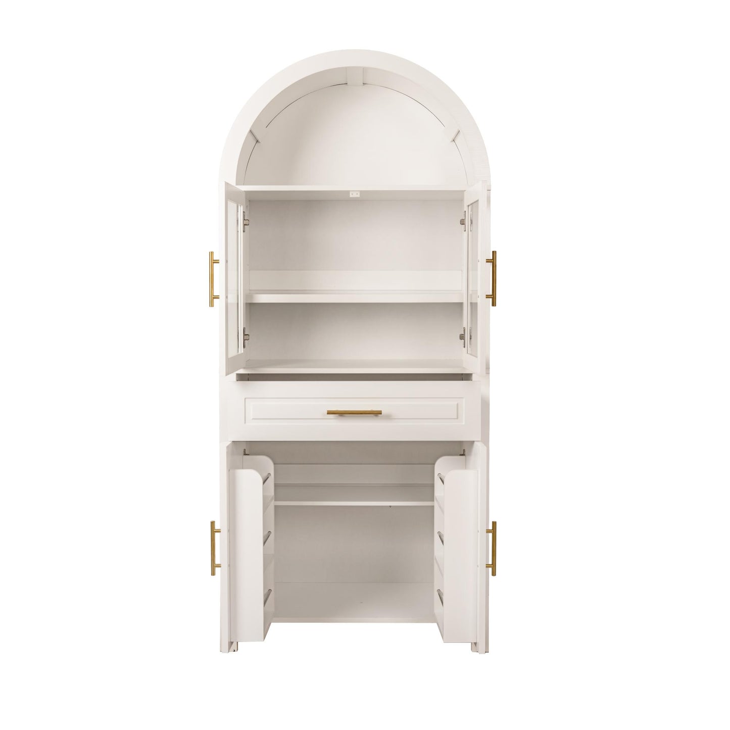 71" White Farmhouse Kitchen Pantry Cabinet with Glass Door - image 15