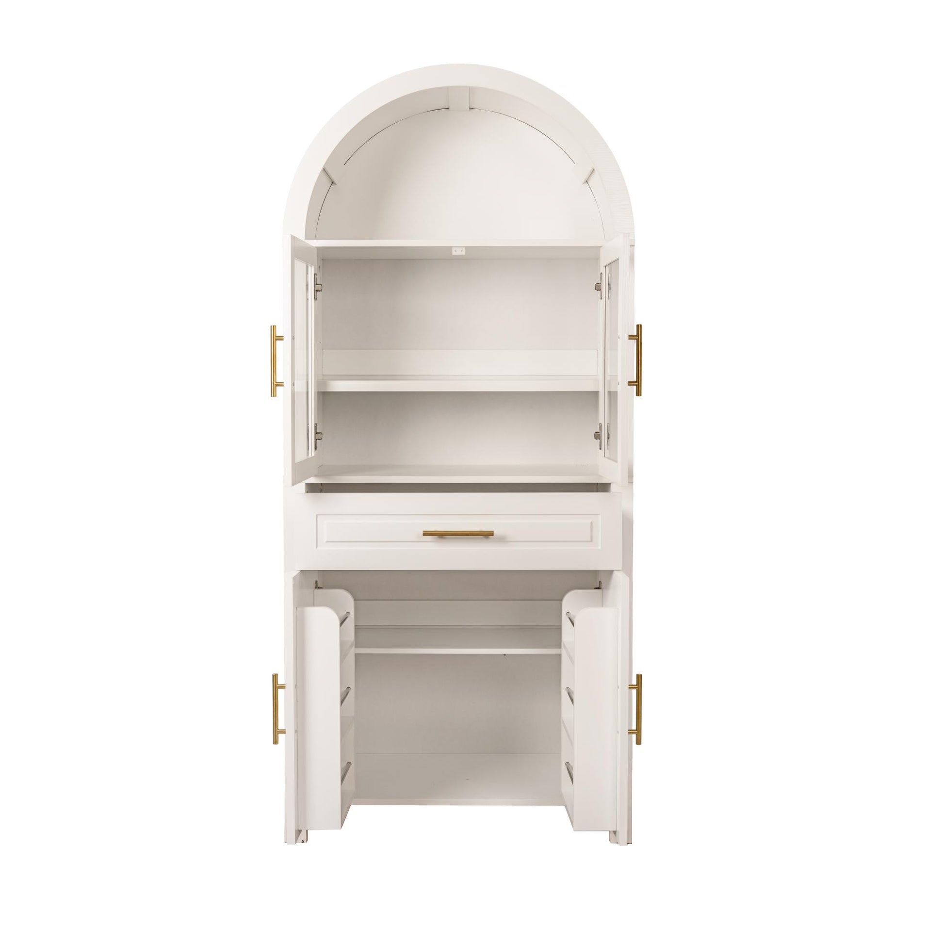 71" White Farmhouse Kitchen Pantry Cabinet with Glass Door - image 15