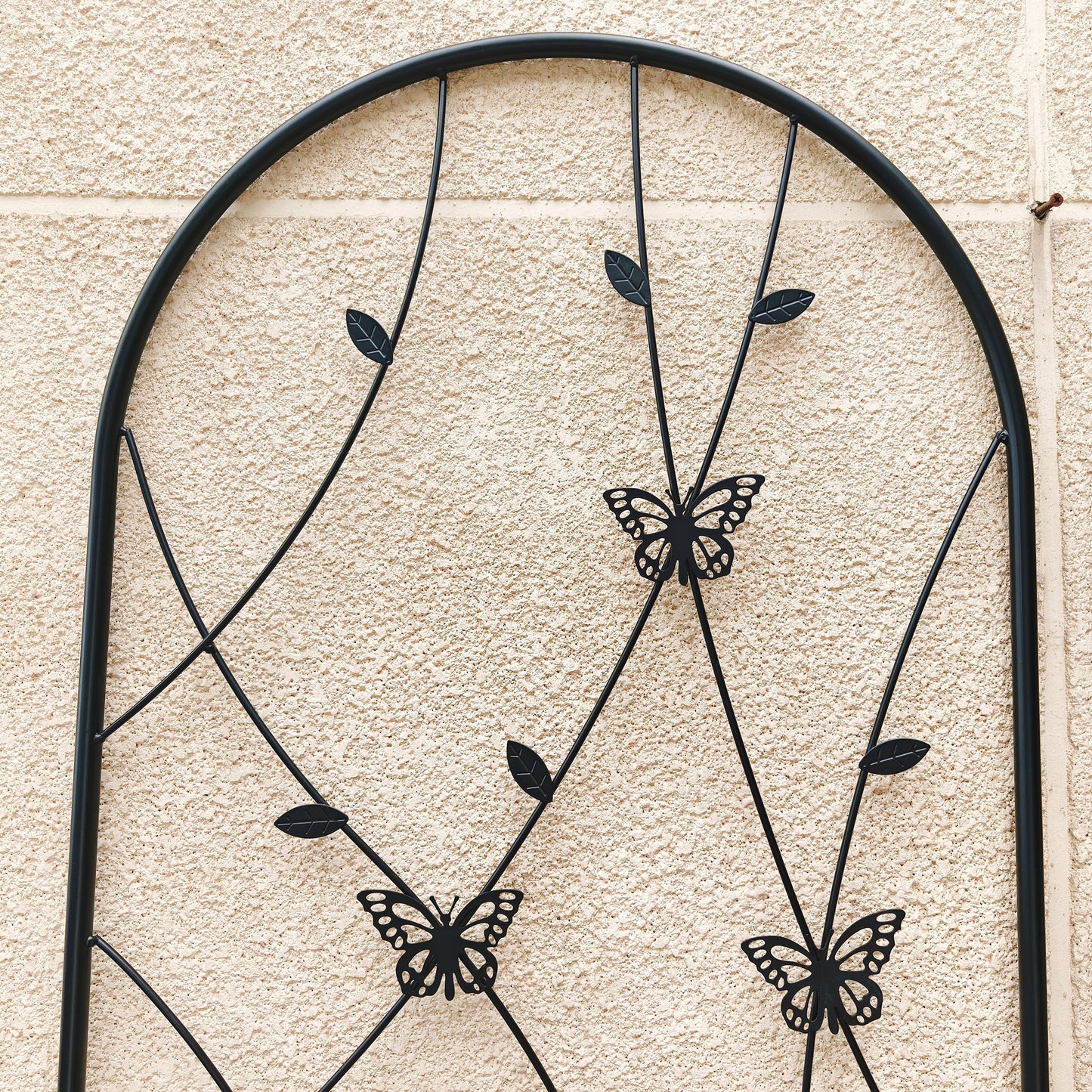 Black Iron Garden Trellis for Outdoor Climbing Plants and Patio Decor