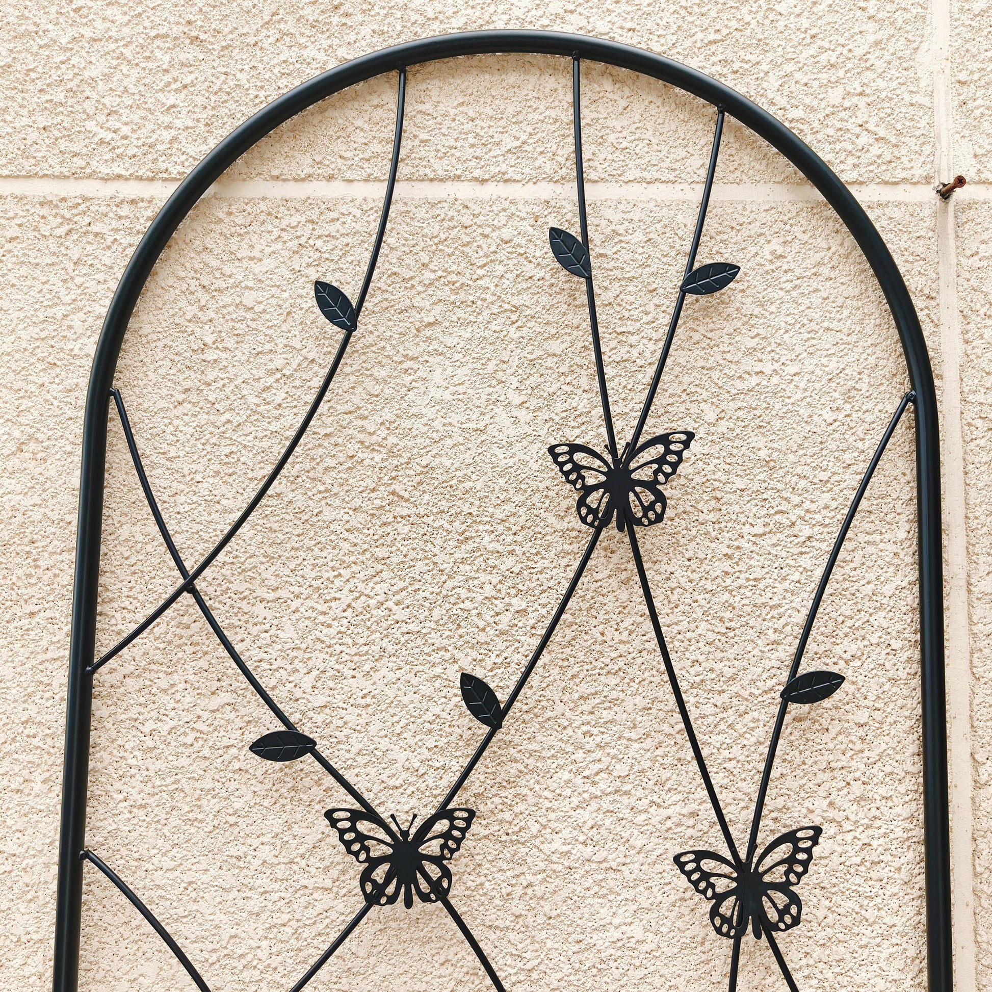 Black Iron Garden Trellis for Outdoor Climbing Plants and Patio Decor